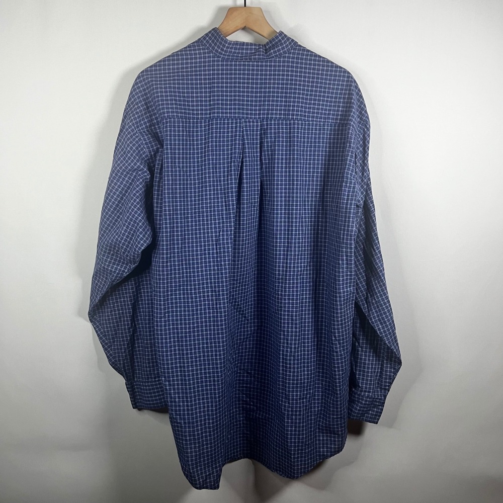 Vintage Eagle Crest Men 2XLT Blue Check‎ Plaid Button Down Long Sleeve Shirt - Picture 8 of 8
